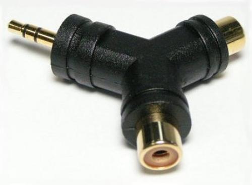 3.5mm Audio Plug Stereo to RCA Double Jack Y Type Gold 